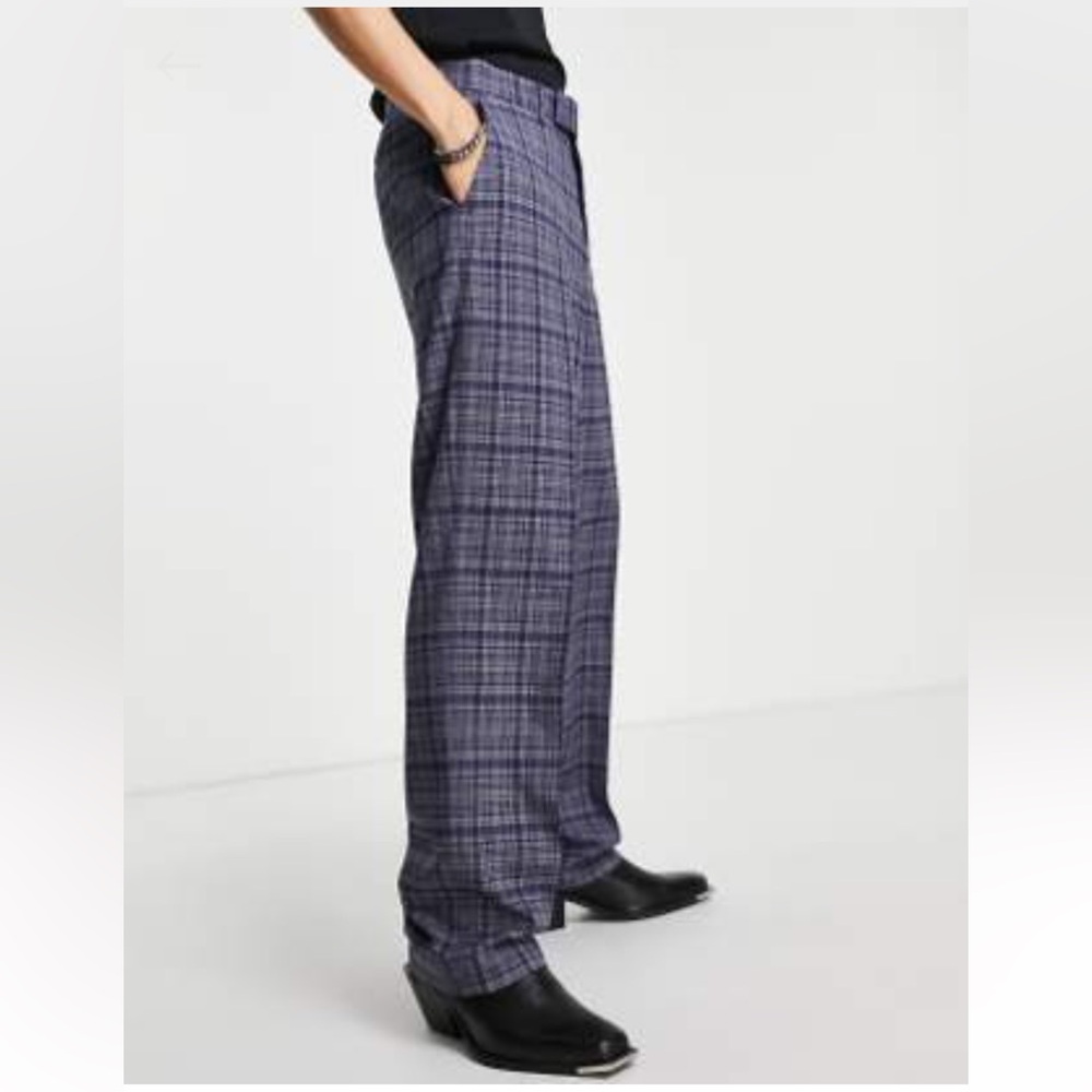 NWT- TARTAN PLAID TROUSER 34Wx34L TAB WAIST, ZIP & BUTTON, FRONT & BACK POCKETS
